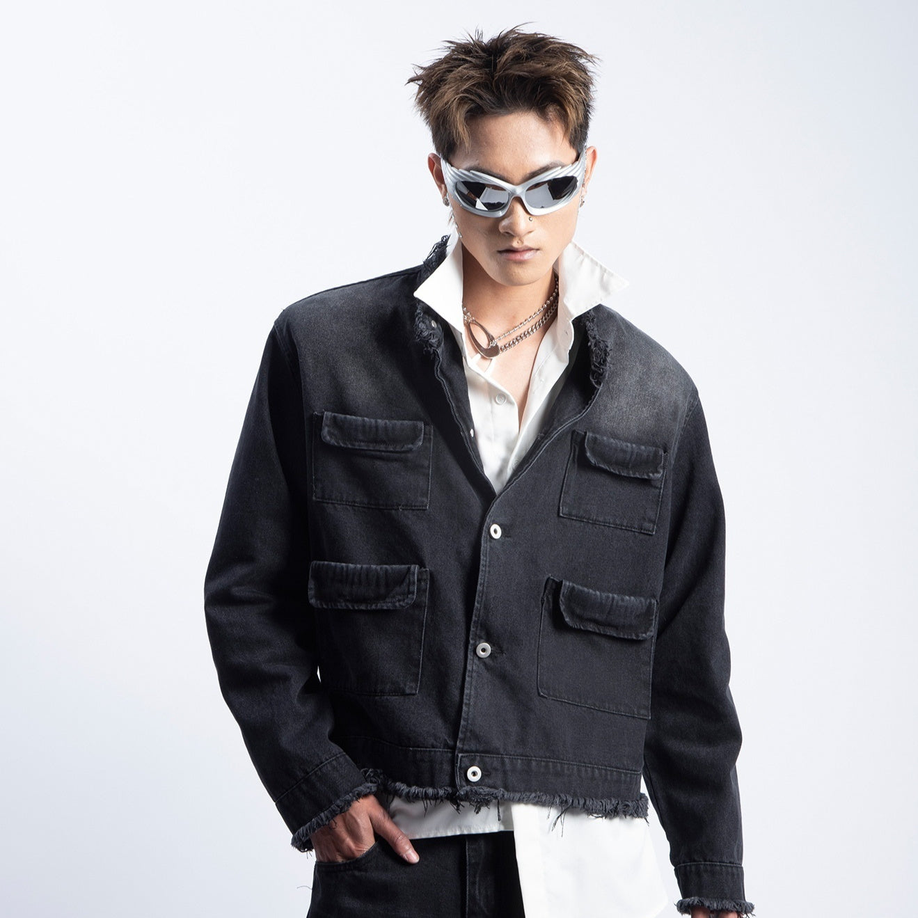 Men's American-style Retro Gradient Denim Coat