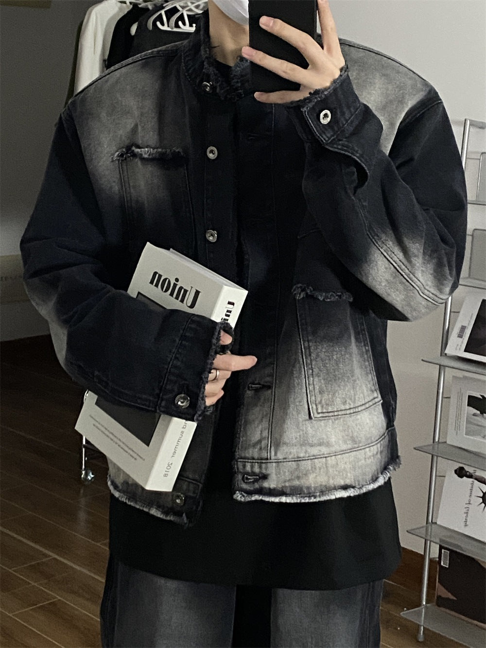 Men's American-style Retro Gradient Denim Coat