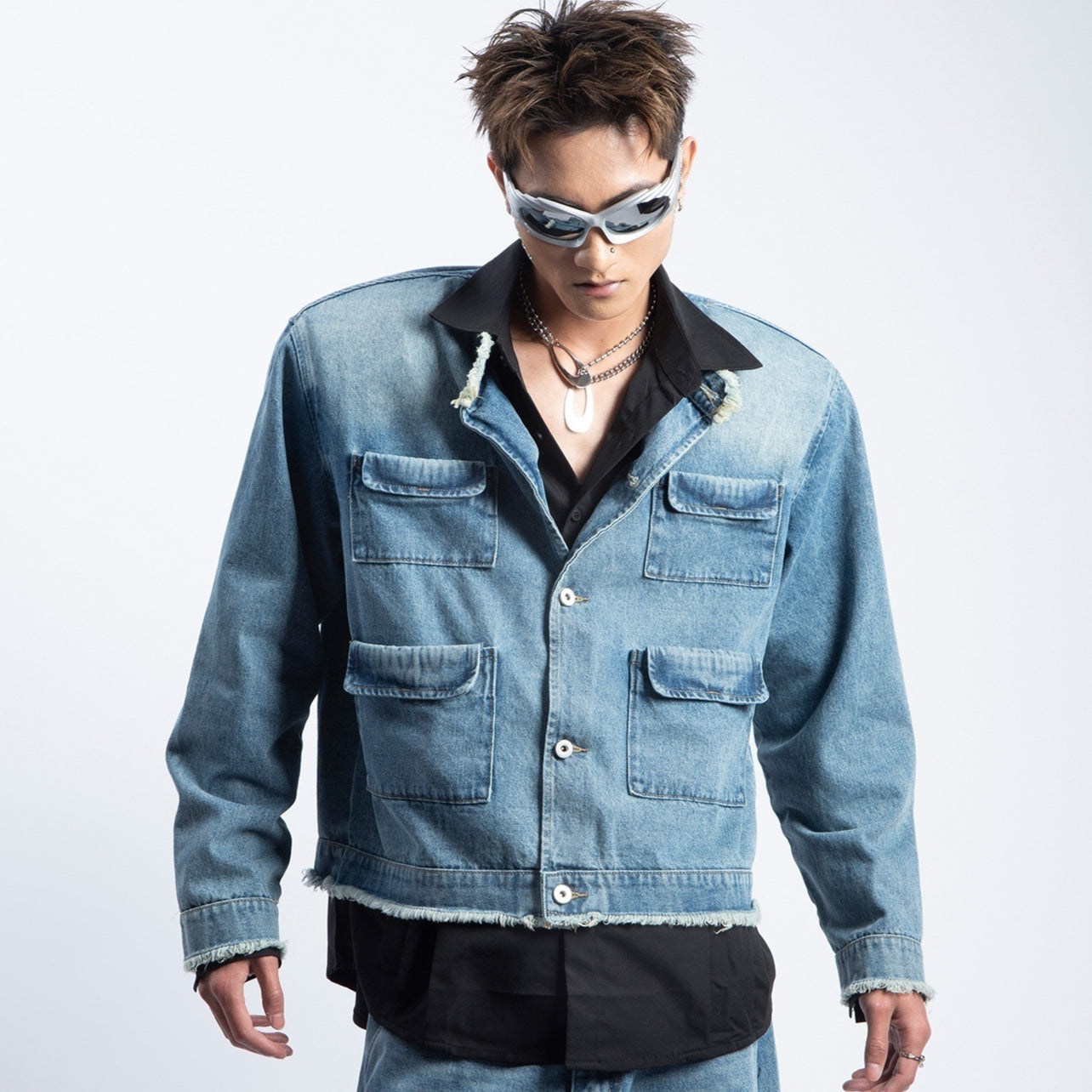 Men's American-style Retro Gradient Denim Coat
